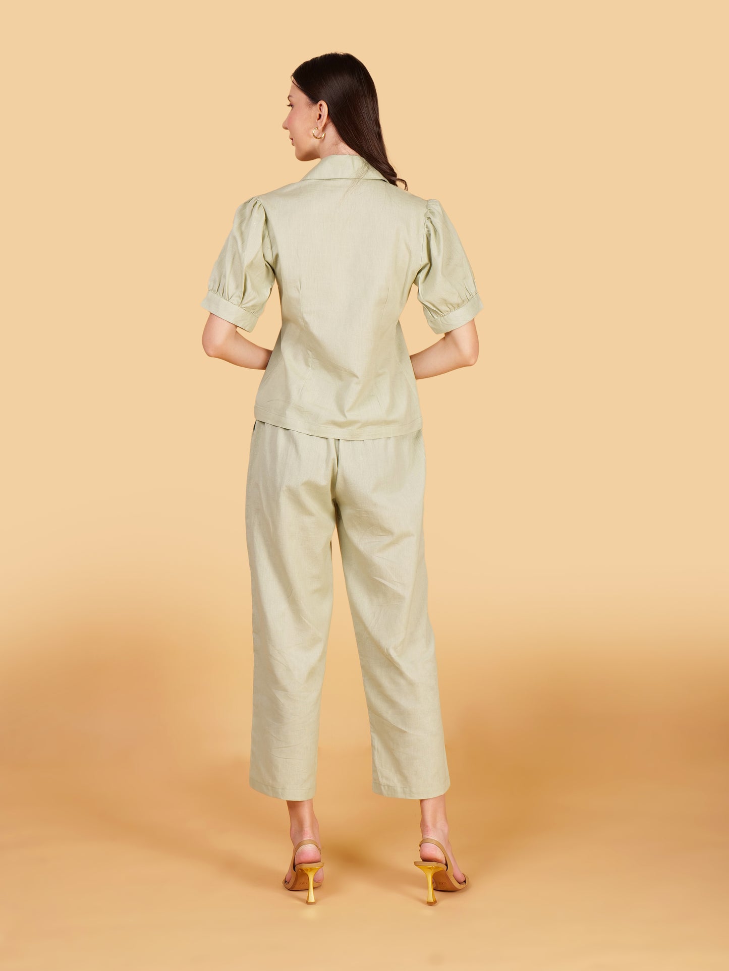 Pastel Green Pure Cotton Office Coord Set