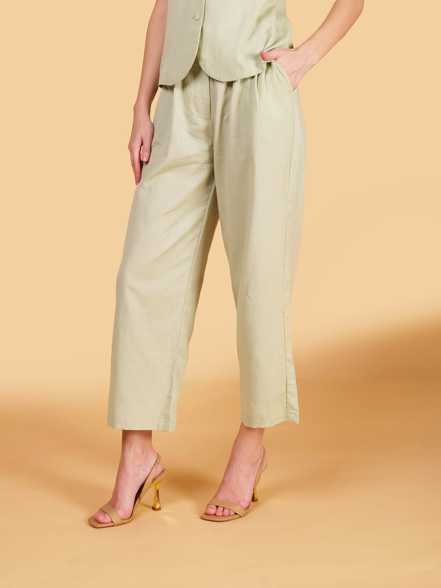 Pastel Green Pure Cotton Office Coord Set