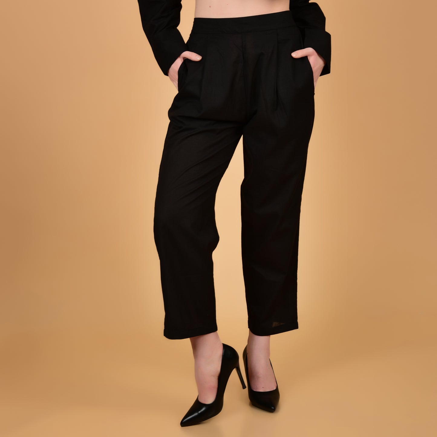 Black Pure Cotton Long Shirt With Hand Embroidered Pocket Coord Set