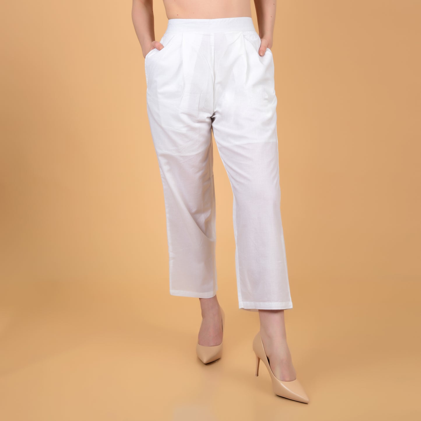 White Pure Cotton Casual Coord Set