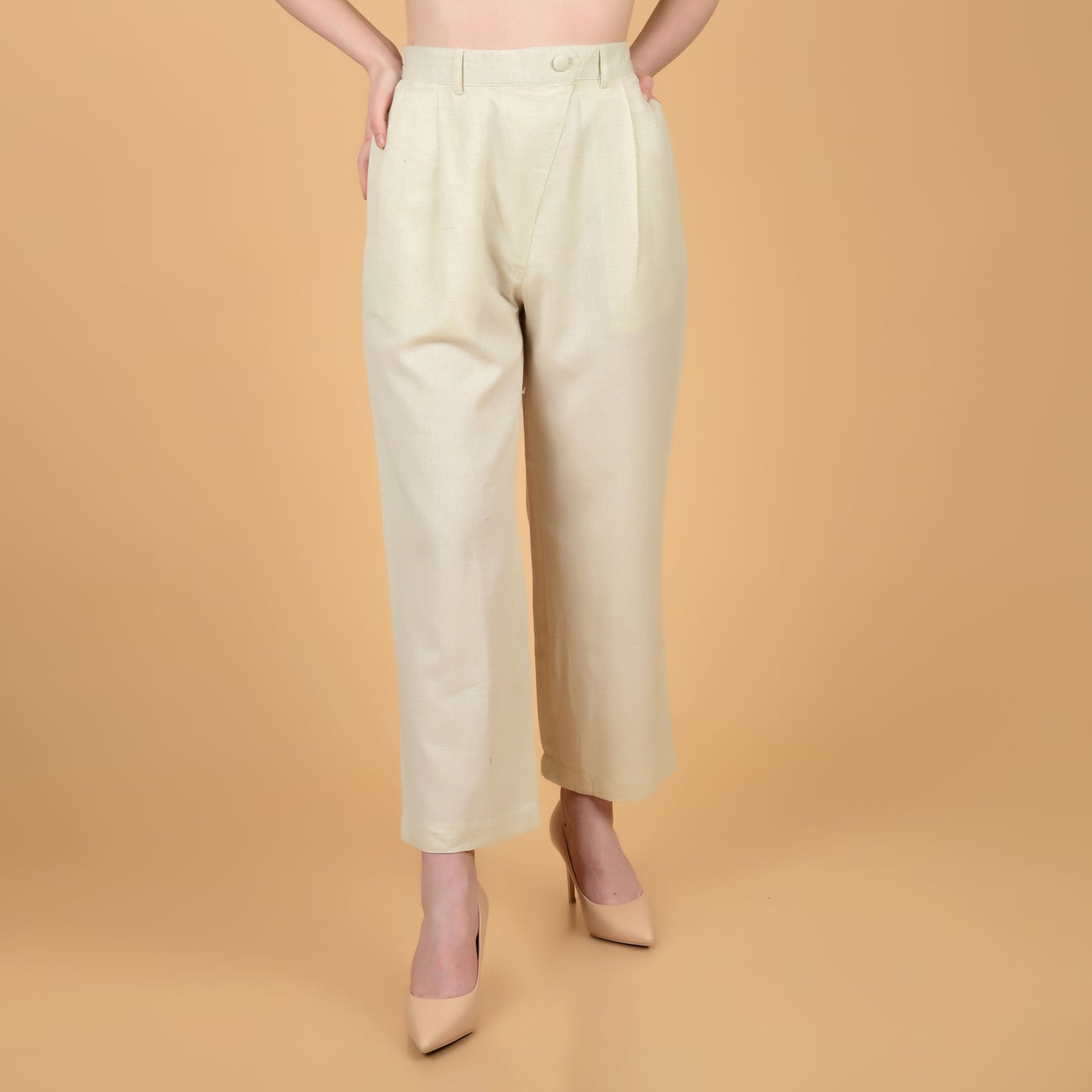 Off White Pure Cotton Crop Top Coord Set