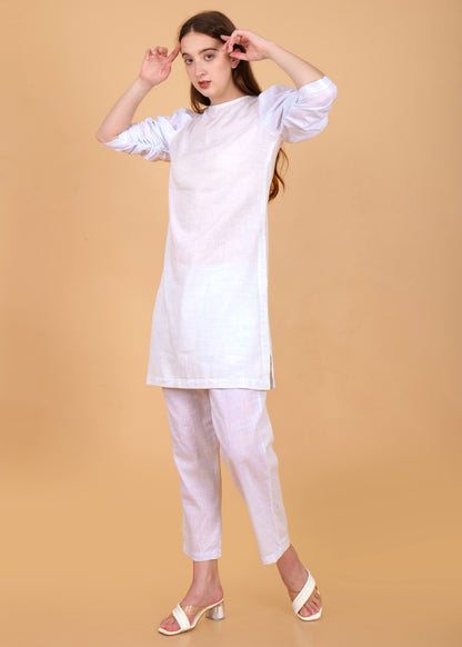 Khadi Cotton Light Blue Kurta Coord Set