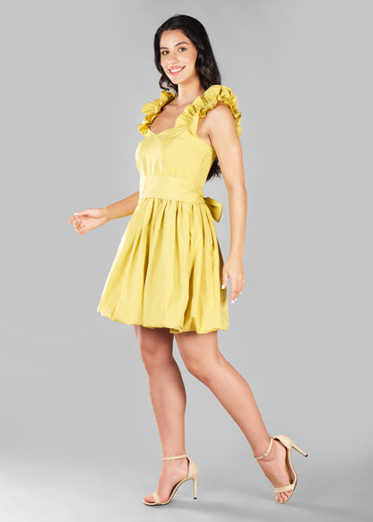 The Whisper Balloon Dress - Pastel Yellow