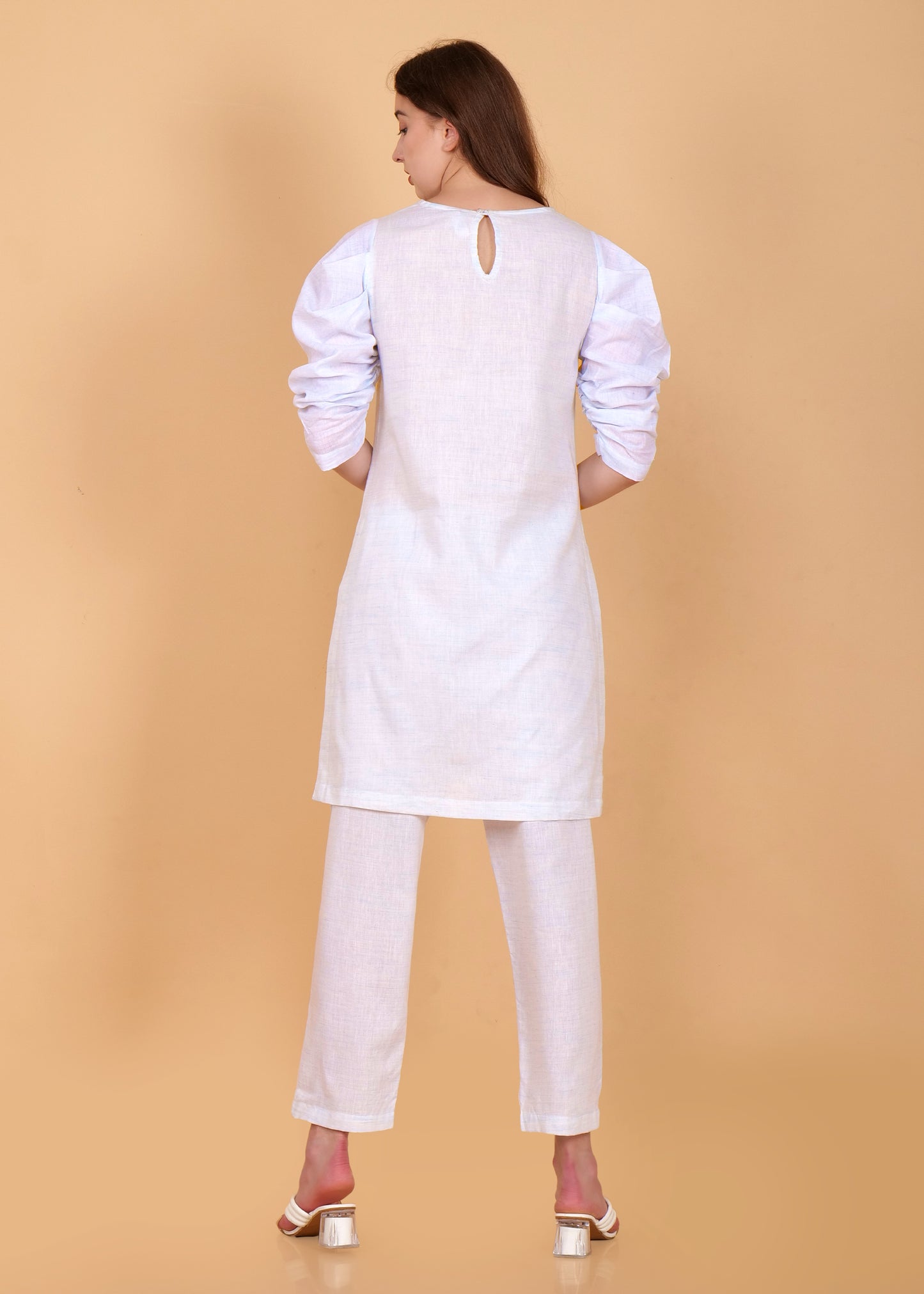 Khadi Cotton Light Blue Kurta Coord Set