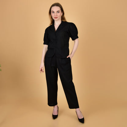 Black Pure Cotton Office Coord Set