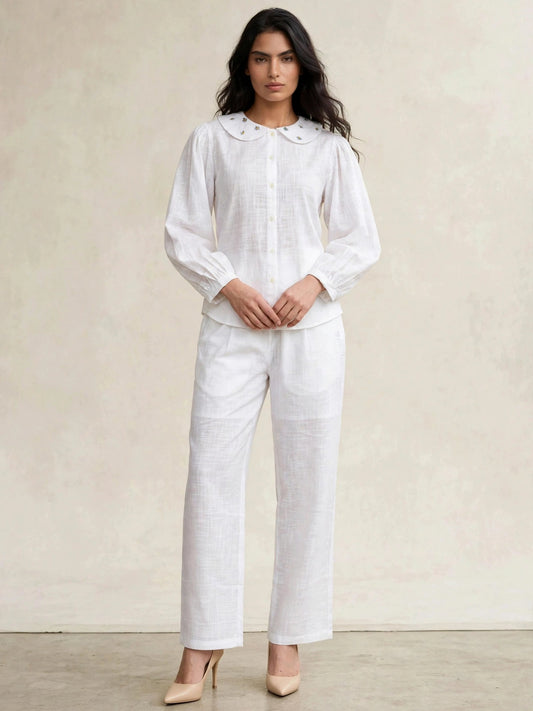 Threaded Grace Coord Set | White