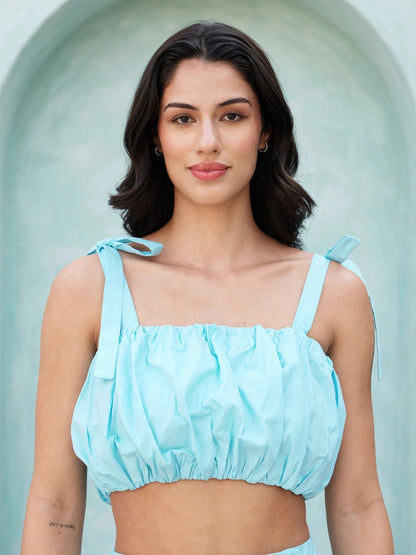 The Vogue Balloon Coord Set - Light Azure